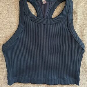 Navy Ribbed Crop Top